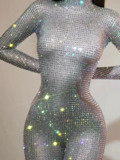 Chaylee Long Sleeve Rhinestone Jumpsuit