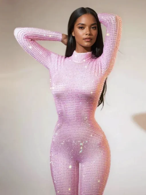 Chaylee Long Sleeve Rhinestone Jumpsuit