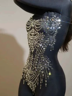 Chesten Long Sleeve Rhinestone Embellished Jumpsuit