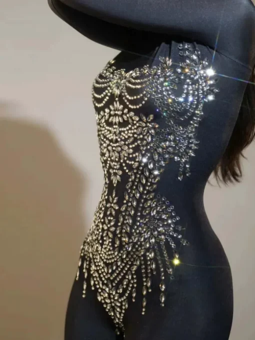 Chesten Long Sleeve Rhinestone Embellished Jumpsuit