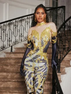 Choncey Rhinestone Printed Jumpsuit
