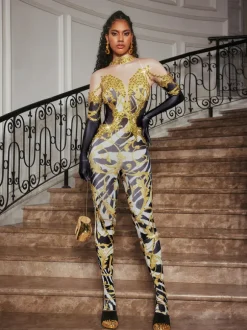 Choncey Rhinestone Printed Jumpsuit