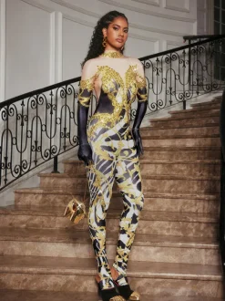 Choncey Rhinestone Printed Jumpsuit