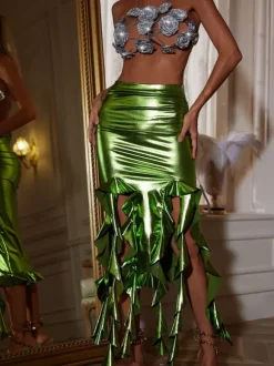 Claudia Ruffle Metallic Skirt