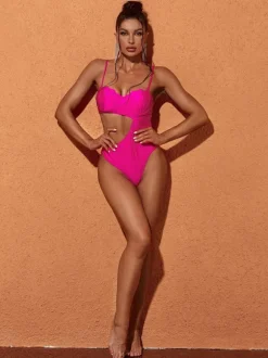 Codi Cutout One Piece Swimsuit In Hot Pink