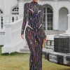 Corvina Fringe Embellished Mesh Maxi Dress