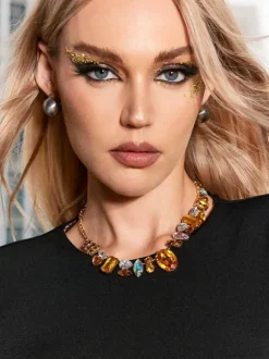 Craco Crystal Embellished Necklace In Yellow