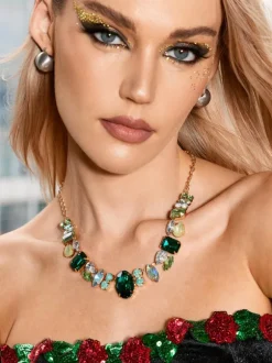 Craco Crystal Embellished Necklace In Green