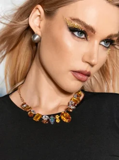 Craco Crystal Embellished Necklace In Yellow