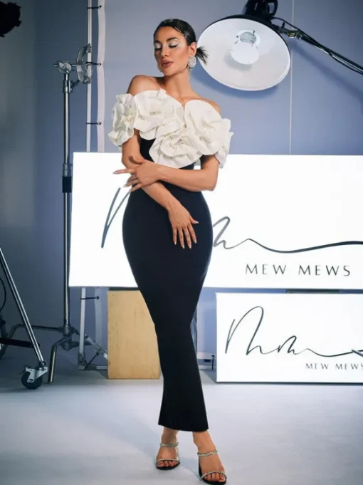 Creed Off Shoulder Flower Bandage Dress
