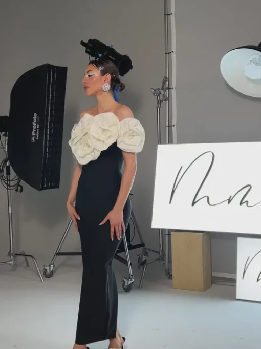 Creed Off Shoulder Flower Bandage Dress