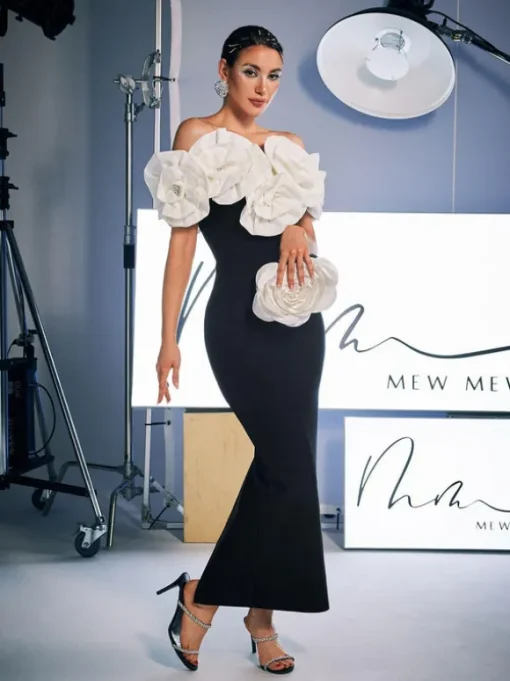 Creed Off Shoulder Flower Bandage Dress