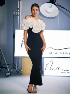 Creed Off Shoulder Flower Bandage Dress