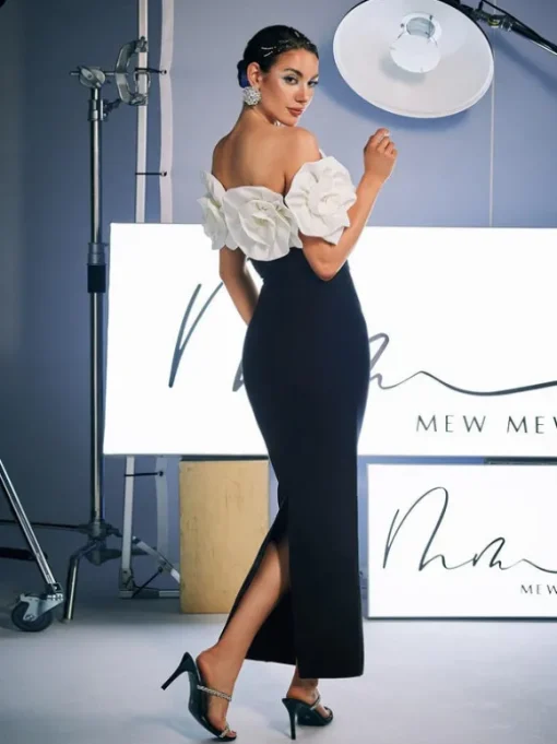 Creed Off Shoulder Flower Bandage Dress