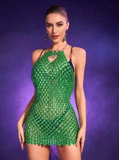 Cristal Butterfly Rhinestone Body Chain Dress
