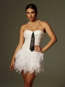 Cruze Strapless Feather Skirt Set