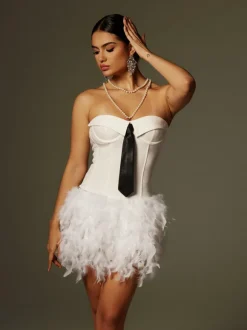 Cruze Strapless Feather Skirt Set