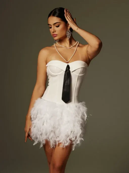 Cruze Strapless Feather Skirt Set
