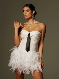 Cruze Strapless Feather Skirt Set