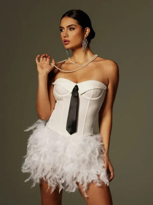 Cruze Strapless Feather Skirt Set