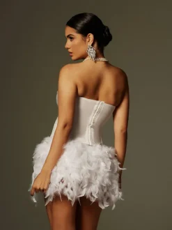 Cruze Strapless Feather Skirt Set