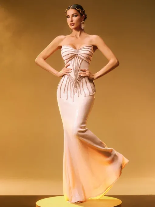 Cryos Strapless Sequin Maxi Dress