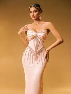 Cryos Strapless Sequin Maxi Dress