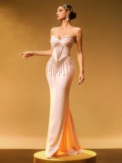 Cryos Strapless Sequin Maxi Dress