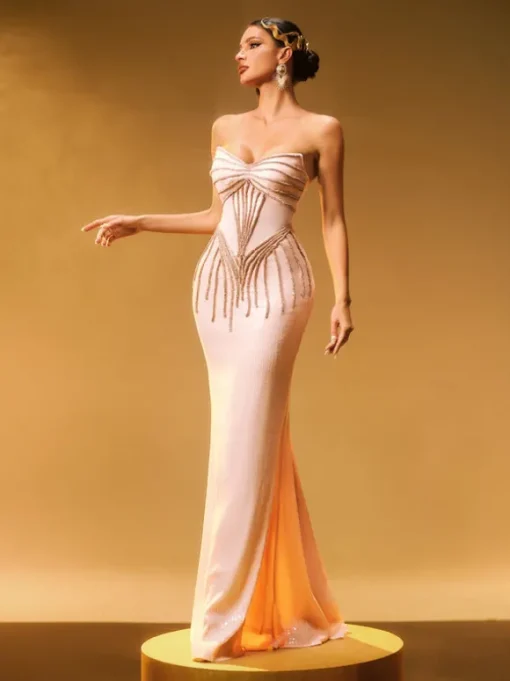 Cryos Strapless Sequin Maxi Dress