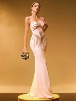 Cryos Strapless Sequin Maxi Dress
