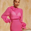 Cyndriel Long Sleeve Flower Top In Magenta