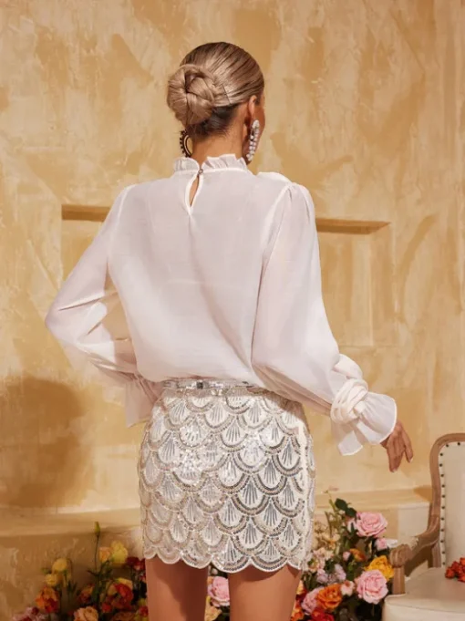 Cyndriel Long Sleeve Flower Top In Apricot