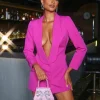 Dacre Back Cutout Flower Blazer In Hot Pink