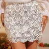Daelorin Wave Sequin Skirt In Apricot