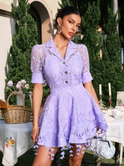 Dansby Flower Fringe Skirt Set In Lilac