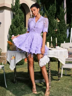 Dansby Flower Fringe Skirt Set In Lilac