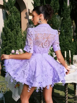 Dansby Flower Fringe Skirt Set In Lilac