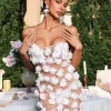 Darko Spaghetti Flower Mesh Mini Dress