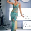 Darrell Print Crystal Fringe Maxi Dress