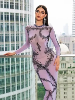 Dasani Printed Rhinestone Maxi Dress