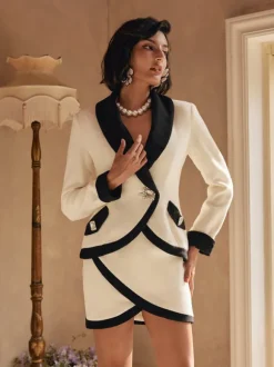 Dawnyelle Long Sleeve Rhinestone Skirt Set