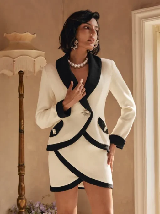 Dawnyelle Long Sleeve Rhinestone Skirt Set