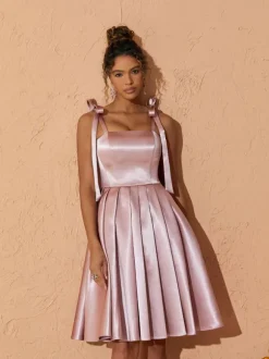 Deidra Satin Pleated Dress
