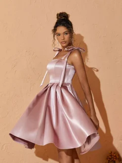 Deidra Satin Pleated Dress