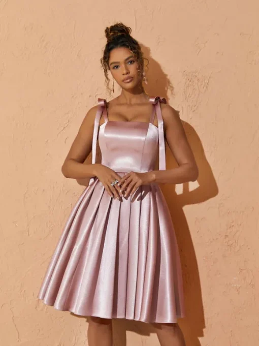 Deidra Satin Pleated Dress