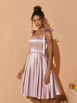 Deidra Satin Pleated Dress