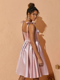 Deidra Satin Pleated Dress