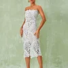 Despina White Lace Midi Dress