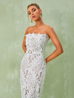 Despina White Lace Midi Dress