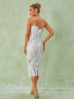 Despina White Lace Midi Dress